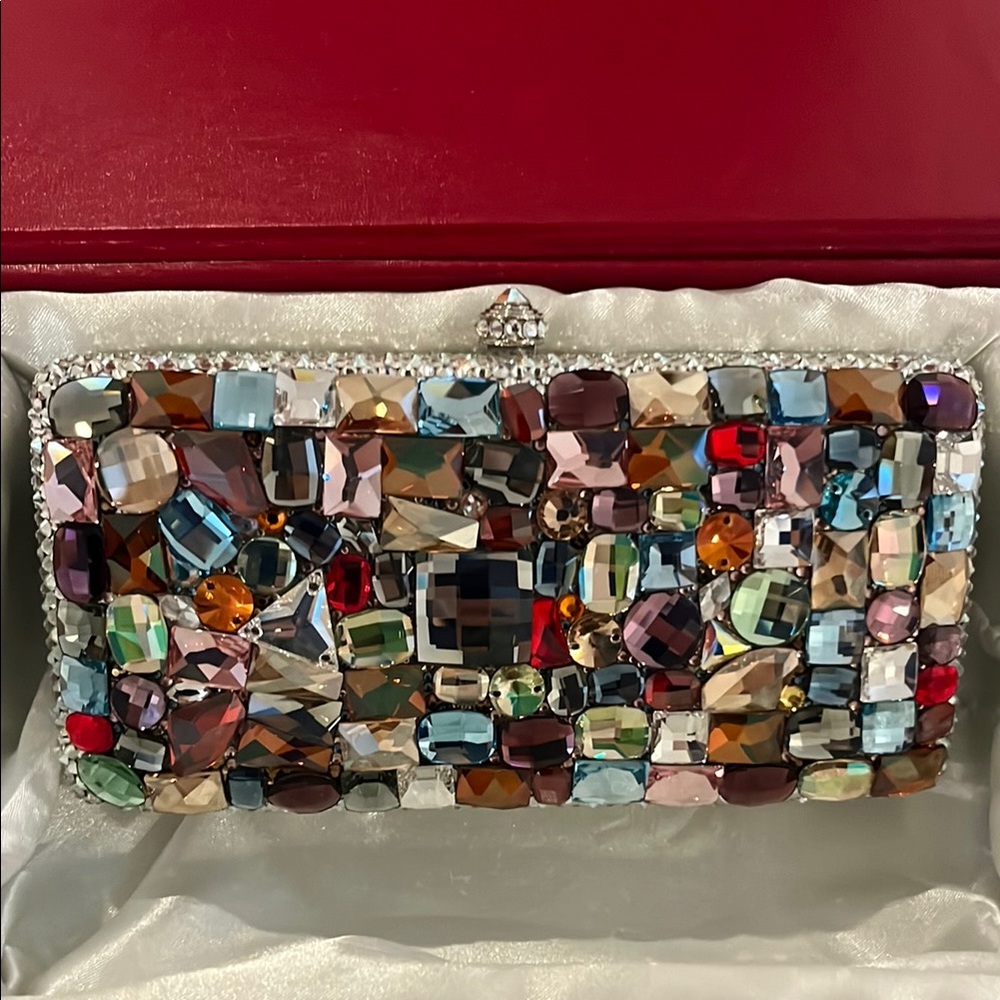 Multi- Crystal Embellished Evening Clutch
